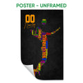 Unframed volleyball poster with colorful word-art volleyball design on a black background