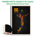 Natural wood framed volleyball wall art with colorful word-art sports design