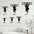 Tuxedo cat metal sign size guide showing available square dimensions from 8 by 8 to 24 by 24 inches
