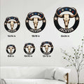 Texas longhorn metal sign size guide showing available square dimensions from 8 by 8 to 24 by 24 inches