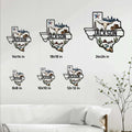 Texas metal sign size guide displaying available 8, 10, 12, 14, 18, and 24 inch square options