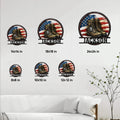 Veteran metal sign size guide showing available 8, 10, 12, 14, 18, and 24 inch options