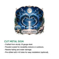 Dolphin metal sign feature graphic showing the ornate ocean artwork and cut metal sign details