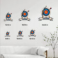 Archery metal sign size guide showing 8x8, 10x10, 12x12, 14x14, 18x18, and 24x24 inch options