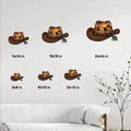 Cowboy hat metal sign size guide showing available 8x8, 10x10, 12x12, 14x14, 18x18, and 24x24 inch options