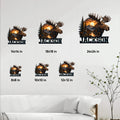 Moose metal wall sign size guide showing available square dimensions from 8 by 8 to 24 by 24 inches