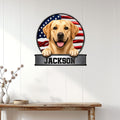 Custom Labrador Retriever wall sign displayed on a white paneled wall in a bright home entryway