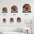 German Shepherd metal sign size guide showing available dimensions from 8 by 8 to 24 by 24 inches