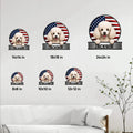 Poodle metal sign size guide showing available square sizes from 8 by 8 to 24 by 24 inches