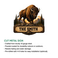 Bison metal sign feature graphic showing the wildlife artwork and cut-steel sign design