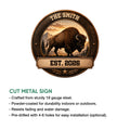 Bison cut metal sign feature graphic showing the wildlife design and indoor or outdoor display use