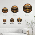 Bison metal sign size guide showing multiple square size options displayed on a paneled wall