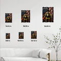 Firefighter metal sign size guide showing available square sizes from 8 by 8 to 24 by 24 inches