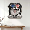 Border Collie wall sign displayed on a white paneled wall above a console table