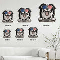 Border Collie metal sign size guide showing available square dimensions from 8 by 8 to 24 by 24 inches