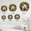 Great Pyrenees Christmas metal sign size guide showing six square size options in a home decor setting