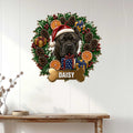 English Mastiff holiday wall sign displayed on a white paneled wall above a console table