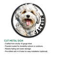 Havanese metal sign feature graphic showing the circular dog portrait and cut metal sign presentation