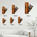 Raccoon metal sign size guide showing available square sizes from 8 by 8 to 24 by 24 inches