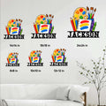 Artist metal sign size guide showing the colorful palette and art supply design in multiple available sizes