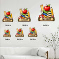 Teacher metal sign size guide showing six available square size options in a room setting