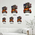 Firefighter metal sign size guide showing 8, 10, 12, 14, 18, and 24 inch square options