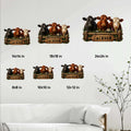 Cow metal sign size guide showing available 8, 10, 12, 14, 18, and 24 inch options