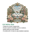 Swan couple metal sign feature graphic highlighting cut-metal construction and indoor or outdoor display
