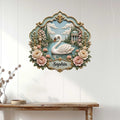 Elegant swan wall sign displayed above a console table in a bright, refined home interior