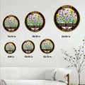 She Shed flower garden metal sign shown in multiple size options on a bright wall