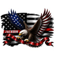 Custom firefighter metal sign featuring a bald eagle over a distressed American flag and red fire service stripe