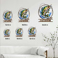 Bass fishing metal sign size guide showing display options from 8 by 8 inches to 24 by 24 inches