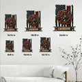 Firefighter metal sign size guide showing 8x8, 10x10, 12x12, 14x14, 18x18, and 24x24 inch options