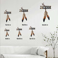 Dreamcatcher metal sign size guide showing available square sizes from 8 by 8 to 24 by 24 inches