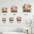 Crochet metal sign size guide showing six available sizes from 8x8 to 24x24 inches