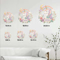Unicorn metal sign size guide showing square options from 8x8 inches through 24x24 inches