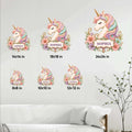 Unicorn metal sign size guide showing square options from 8x8 inches to 24x24 inches