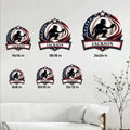 Baseball catcher metal sign size guide showing options from 8 by 8 inches to 24 by 24 inches