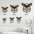Native American-inspired eagle metal sign size guide showing available square dimensions from 8 by 8 to 24 by 24 inches