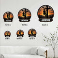 Lineman metal sign size guide showing available square sizes from 8 by 8 to 24 by 24 inches