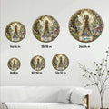 Fairy metal sign size guide showing round sign options from 8 by 8 inches to 24 by 24 inches