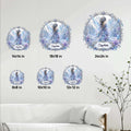 Winter fairy metal sign size guide showing available square sizes from 8x8 to 24x24 inches