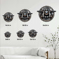 Motorcycle metal sign size guide showing available 8, 10, 12, 14, 18, and 24 inch options