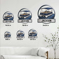 Pontoon boat metal sign size guide showing available square sizes from 8 by 8 to 24 by 24 inches