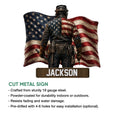Welder metal sign feature graphic showing the patriotic design and cut metal sign presentation