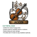 Violin metal sign feature graphic highlighting the cut-metal design and versatile indoor or outdoor display