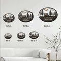 RV camping metal sign size guide showing available dimensions from 8x8 inches to 24x24 inches