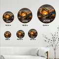 Excavator metal sign size guide showing circular options from 8 by 8 to 24 by 24 inches