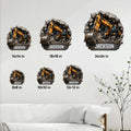 Excavator metal sign size guide showing available square sizes from 8 to 24 inches