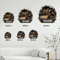 Construction metal sign size guide showing bulldozer artwork in six available square sizes